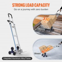 VEVOR Carro para Subir Escaleras Carrito Portátil Carga de 250kg con Asas Dobles