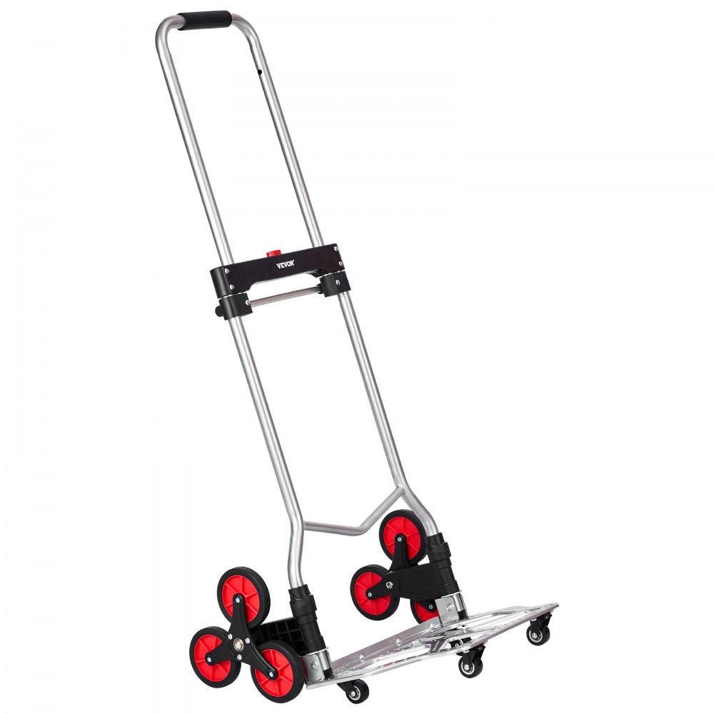 VEVOR Hand Truck 490 x 475 x 1150 mm, Stair Climber, Stair Hand Truck 118 kg, Foldable Trolley with Telescopic Handle, 10 Wheels & 2 Elastic Ropes for Home, Shopping, Moving & Storage