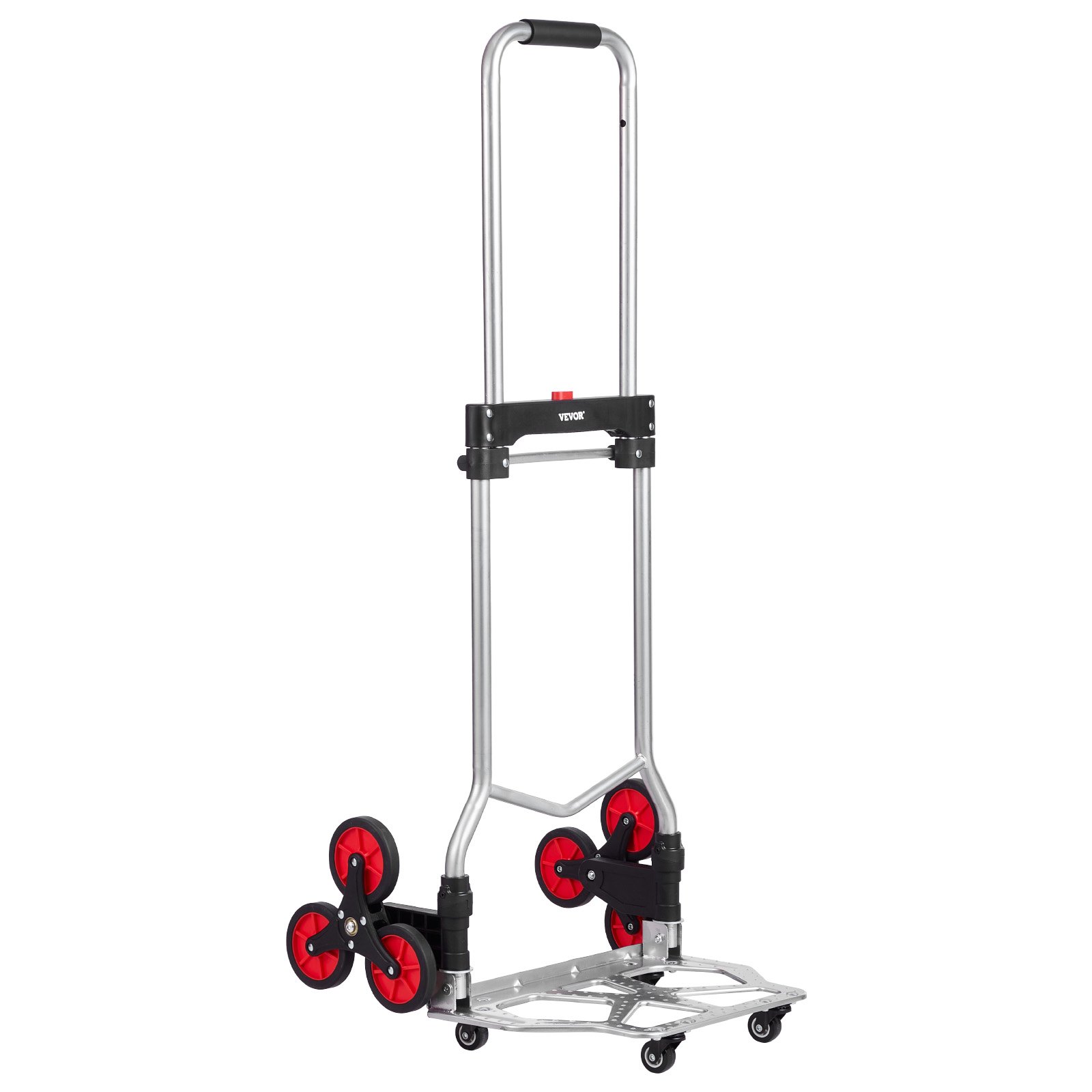 VEVOR Hand Truck 490 x 475 x 1150 mm, Stair Climber, Stair Hand Truck 118 kg, Foldable Trolley with Telescopic Handle, 10 Wheels & 2 Elastic Ropes for Home, Shopping, Moving & Storage