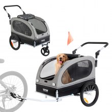 VEVOR Remolque de bicicleta para perros Cochecito para mascotas 2 en 1 40 kg resistente al agua