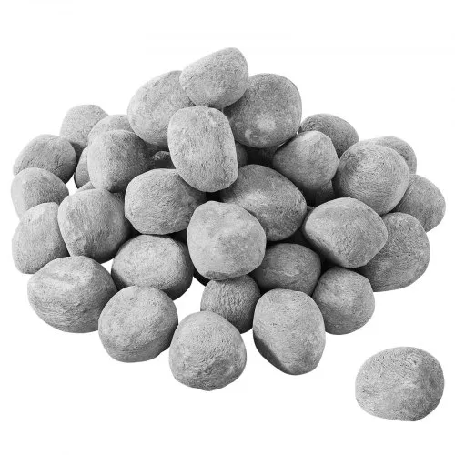 VEVOR Piedras de Cerámica para Fuego 2,5-5 cm 48 Piezas Rocas de Lava Reutilizables para Uso en Interiores y Exteriores Piedras Decorativas para Fogatas de Propano, Gas, Estufas, Camping, Gris