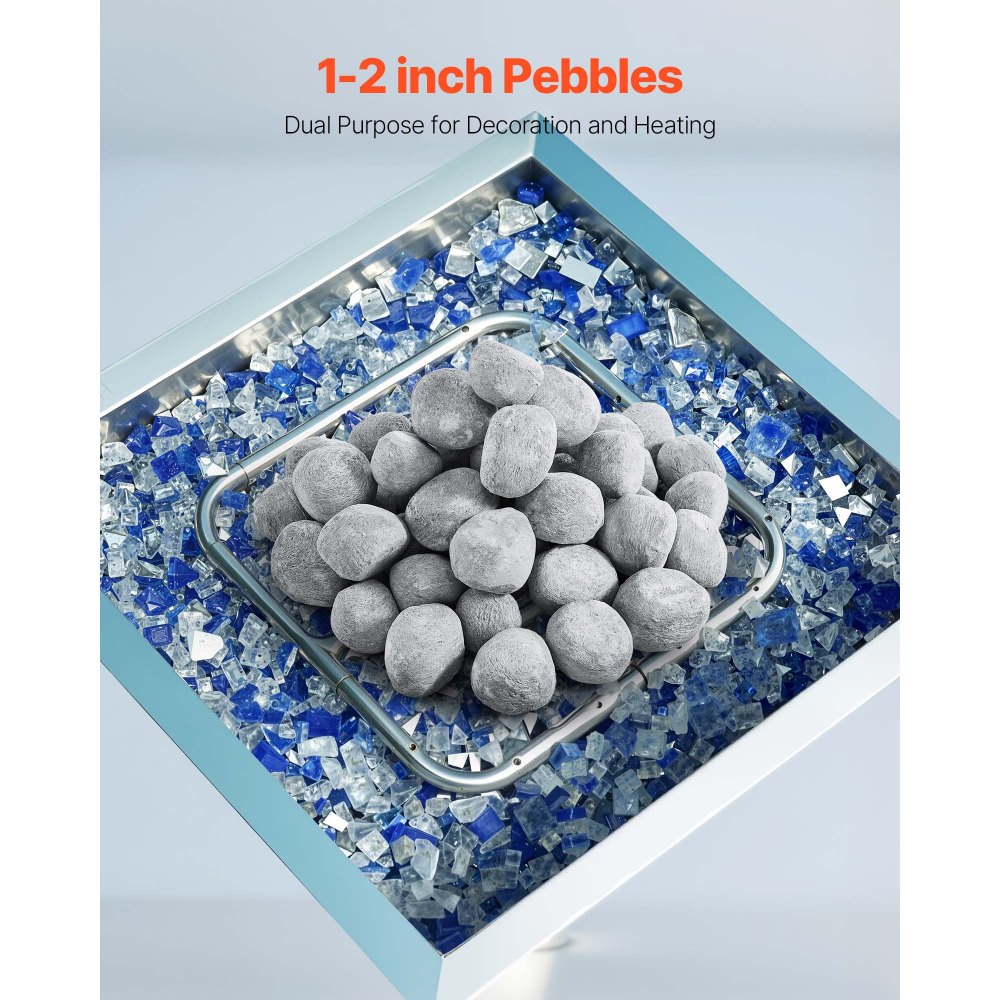 VEVOR Piedras de Cerámica para Fuego 2,5-5 cm 48 Piezas Rocas de Lava Reutilizables para Uso en Interiores y Exteriores Piedras Decorativas para Fogatas de Propano, Gas, Estufas, Camping, Gris