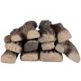 Leños para chimenea de gas VEVOR apilados en color marrón que muestran texturas y patrones de madera realistas.