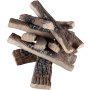 Pila rústica de leños para chimenea de gas VEVOR, con texturas detalladas y vetas de madera realistas.
