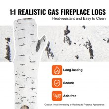 VEVOR Leños de Chimenea de Cerámica 6 Piezas Madera de Cerámica Decorativa para Chimeneas de Gas Ramas Falsas Resistentes al Calor Abedul Blanco Apilable para Chimenea Brasero Interior o Exterior
