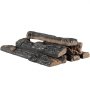 Leños de cerámica para chimenea de gas VEVOR dispuestos en una pila realista, que muestra detalles carbonizados.