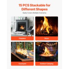 VEVOR Bolas de Cerámica para Fuego 15 Piezas 76 mm Piedras de Lava Reutilizables