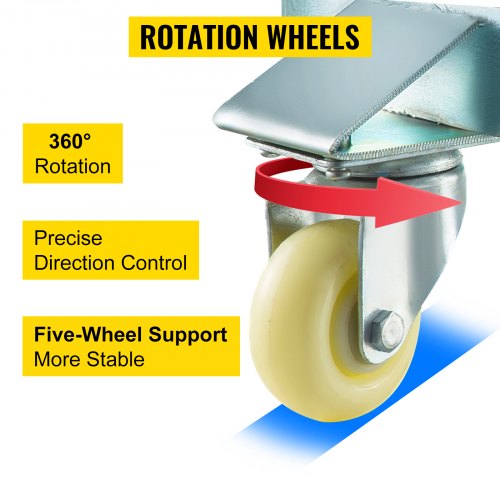 VEVOR Plataforma con Ruedas para Transporte 55 galones, Plataforma con Ruedas de Material Acero Q235, Base con 5 Ruedas, Soporte Rodante Color Gris, Carros Transporte de 9 kg para Talleres y Almacenes