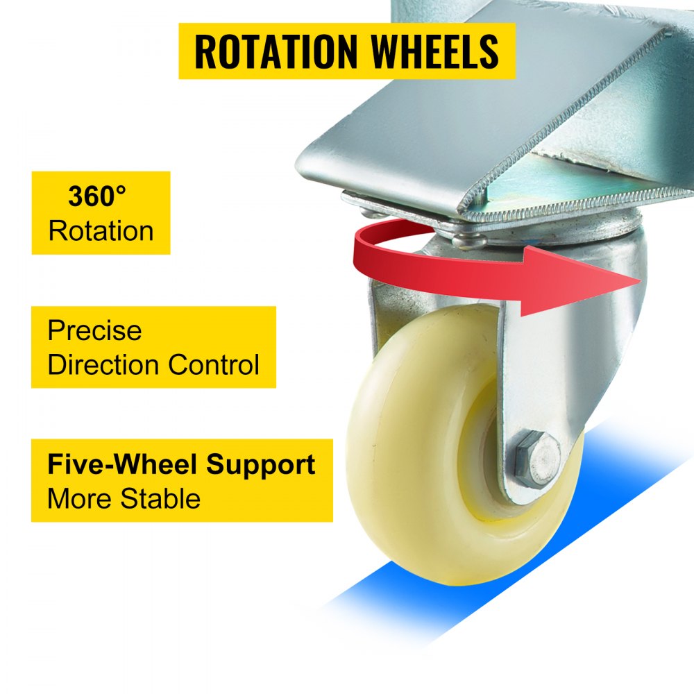 VEVOR Plataforma con Ruedas para Transporte 55 Galones x 2, Plataforma con Ruedas de Material Acero Q235, Base con 5 Ruedas, Soporte Rodante de Color Gris, Carros Transporte de 19,5 kg para Talleres