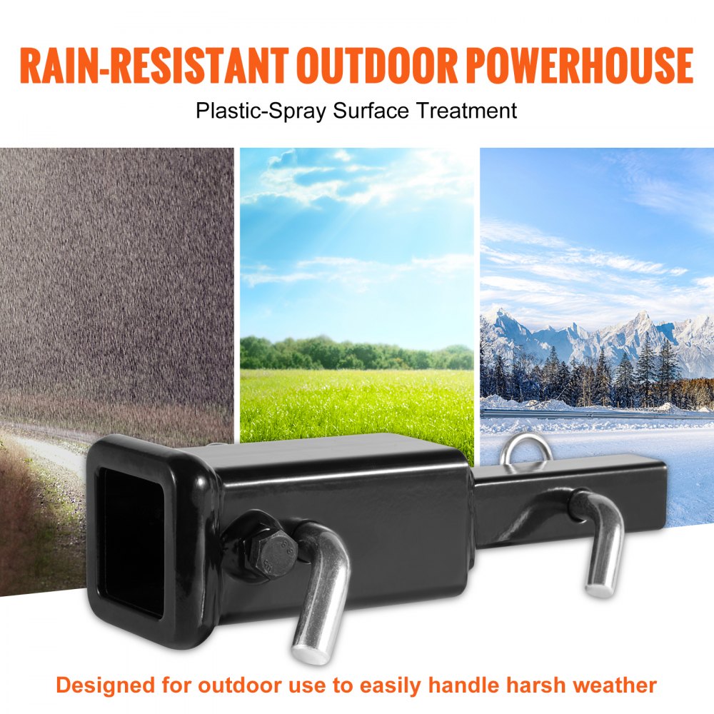 VEVOR Extensor de Enganche para Remolque Adaptador de Enganche Receptor de 1-1/4" a 2" Extensión de Tubo de Enganche para Remolque 6" 4000 libras Pasadores de Enganche, Clips, Pernos, Tuercas, Negro