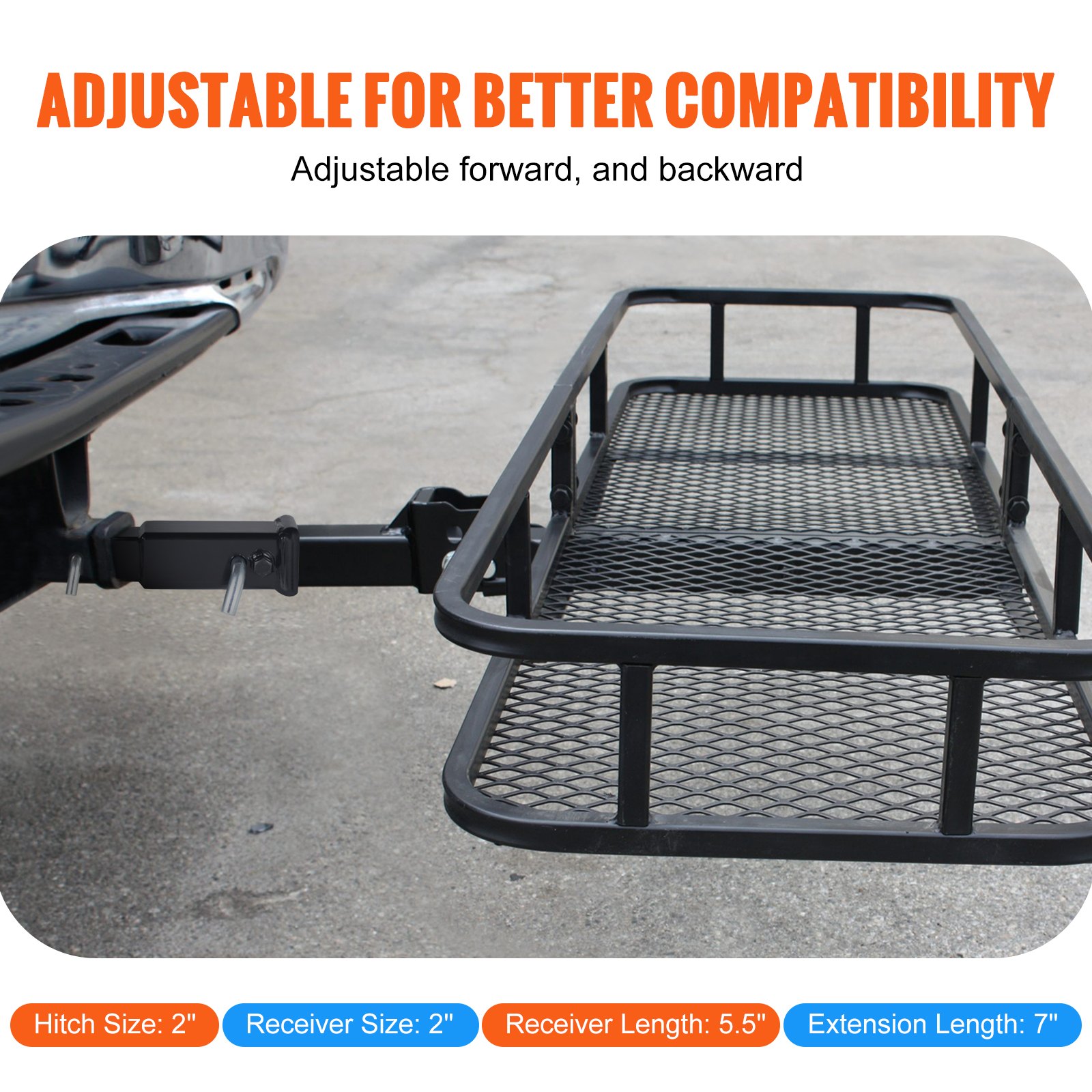 Adaptador receptor de extensión de enganche de remolque VEVOR, capacidad de 2" y 4000 lb
