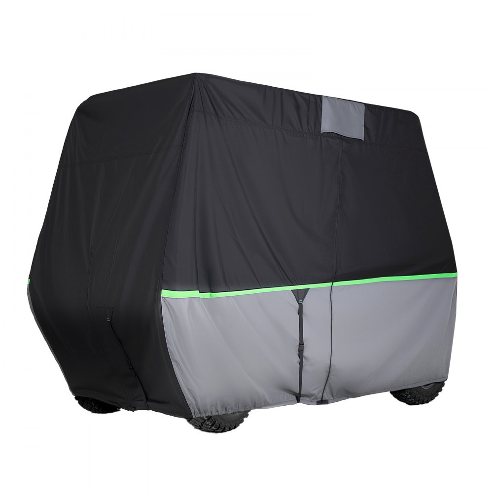 VEVOR Funda para Carrito de Golf de Tela Oxford 600D, Cubierta Impermeable para 2+2/4 Pasajeros con 3 Puertas Laterales con Cremallera, Bandas Reflectantes, Compatible con EZGO Club Car Honda Yamaha