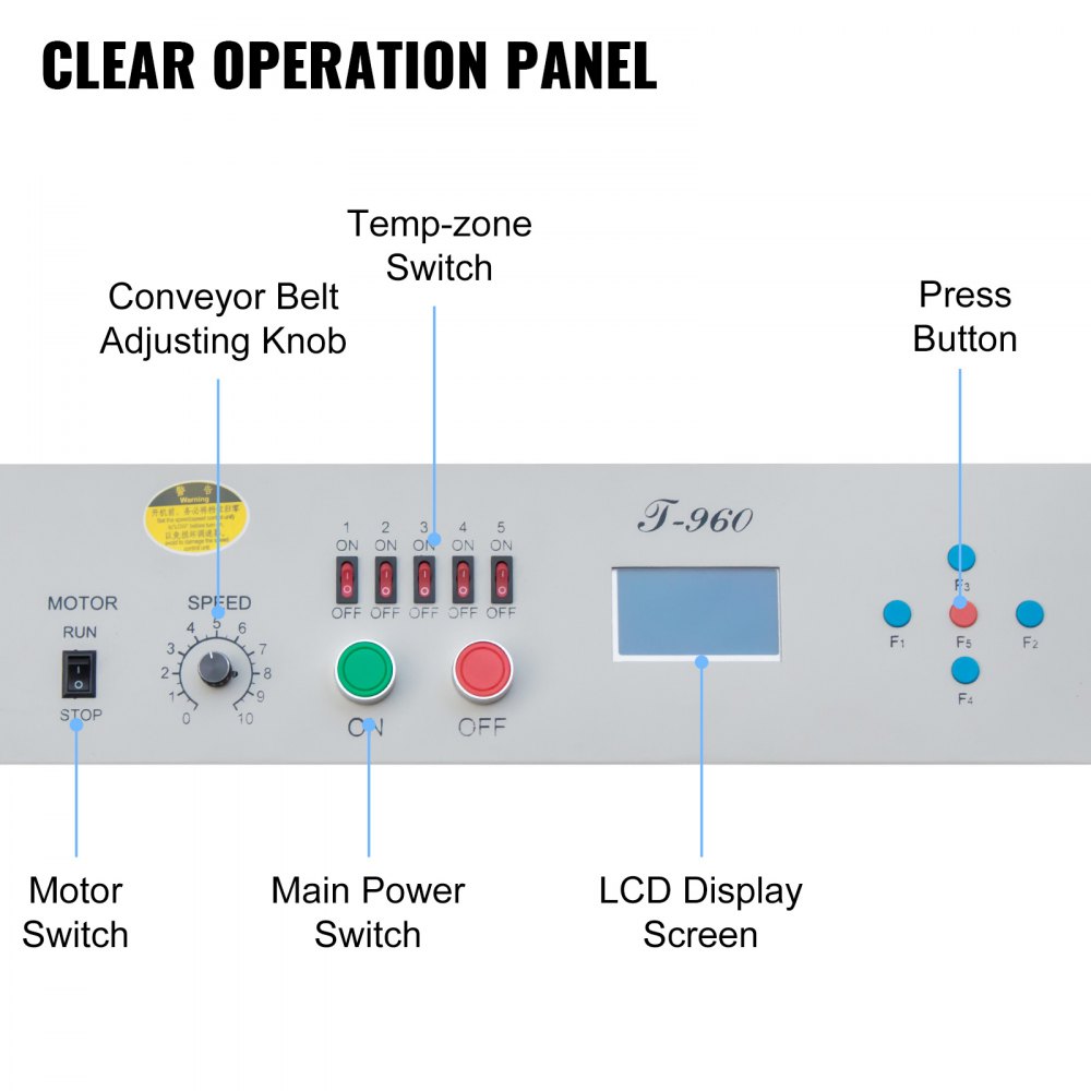Vevor T-960 Por Reflujo Horno Bga Infrarrojo Calentador Soldadura 300 X 960 Mm