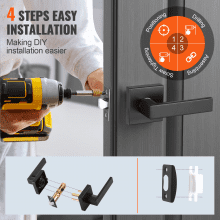 VEVOR 5 PCS Manija Reversible para Puerta de Paso, Rotación de 45°, Negro Mate