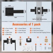 VEVOR 6 PCS Manija para Puerta de Paso, Palanca Interior Reversible, Negro Mate