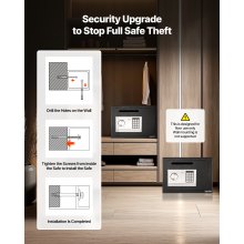 VEVOR Caja Fuerte de 17 L, Caja de Seguridad Electrónica 25 x 35 x 25 cm con Contraseña, Pomo Giratorio, Ranura Frontal Bloqueable y 2 Llaves, para Efectivo, Joyas, Documentos y Facturas, Negro