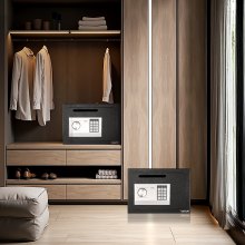 VEVOR Caja Fuerte de 17 L, Caja de Seguridad Electrónica 25 x 35 x 25 cm con Contraseña, Pomo Giratorio, Ranura Frontal Bloqueable y 2 Llaves, para Efectivo, Joyas, Documentos y Facturas, Negro