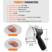 VEVOR Cortador Doner 80W Cortador Kebab, Cuchillo Eléctrico Inalámbrico Gyros Cuchillo, Cuchillo Eléctrico Shawarma Doner 0-8 mm Espesor Ajustable, Cortadora Kebab Comercial con Cuchillas 100 mm Negro