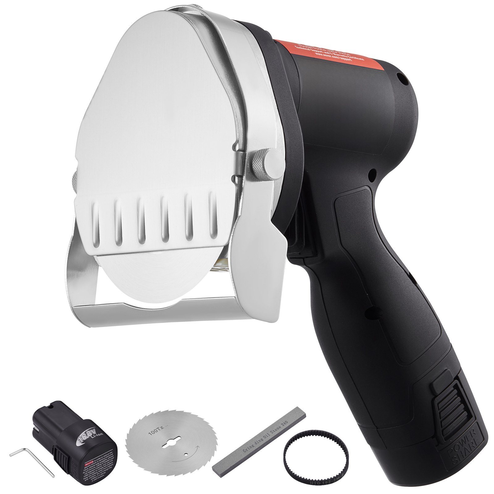 VEVOR Cuchillo Kebab Eléctrico Inalámbrico 80 W, Cortadora de Carne Shawarma Kebab Turca Comercial de Acero Inoxidable, con 2 Cuchillas de 100 mm, Espesor Ajustable 0-8 mm, para Restaurantes, Bares
