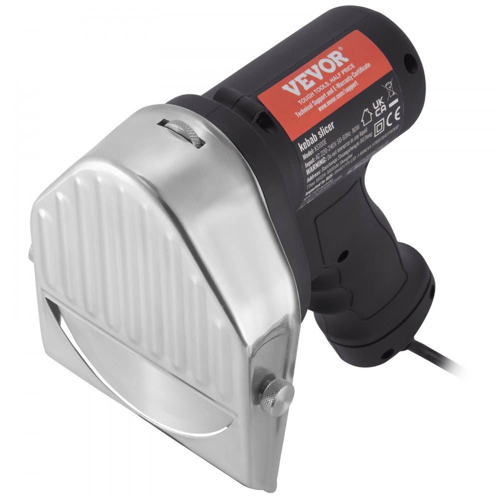 VEVOR Electric Shawarma Knife, 80 W, Turkish Kebab Knife, Commercial Stainless Steel Gyro Slicer, Doner Kebab Meat Slicer with 2 Blades, 100 mm Blade Diameter