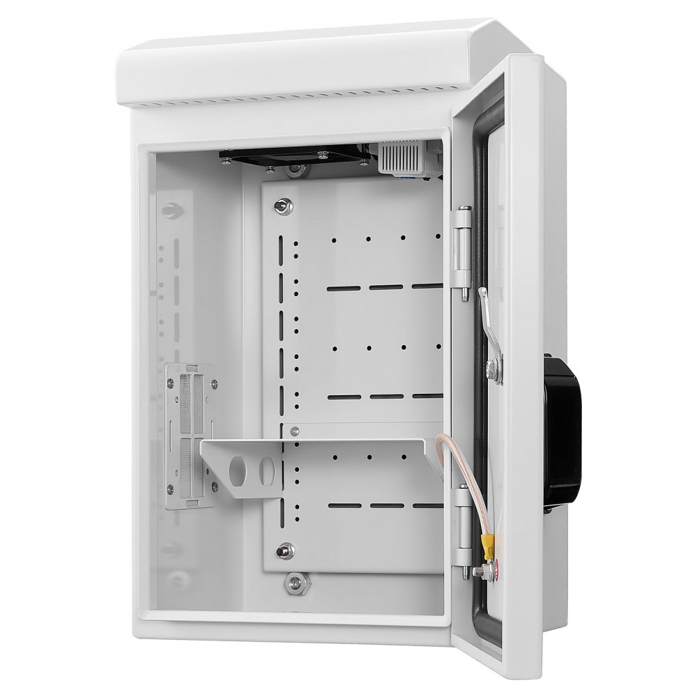VEVOR Caja de Distribución Eléctrica de Acero Laminado en Frío, Armario de Distribución Impermeable con Termostato y Ventilador, Placa de Montaje, Carcasa Abatible, Montaje en Pared, 25 x 20 x 40 mm