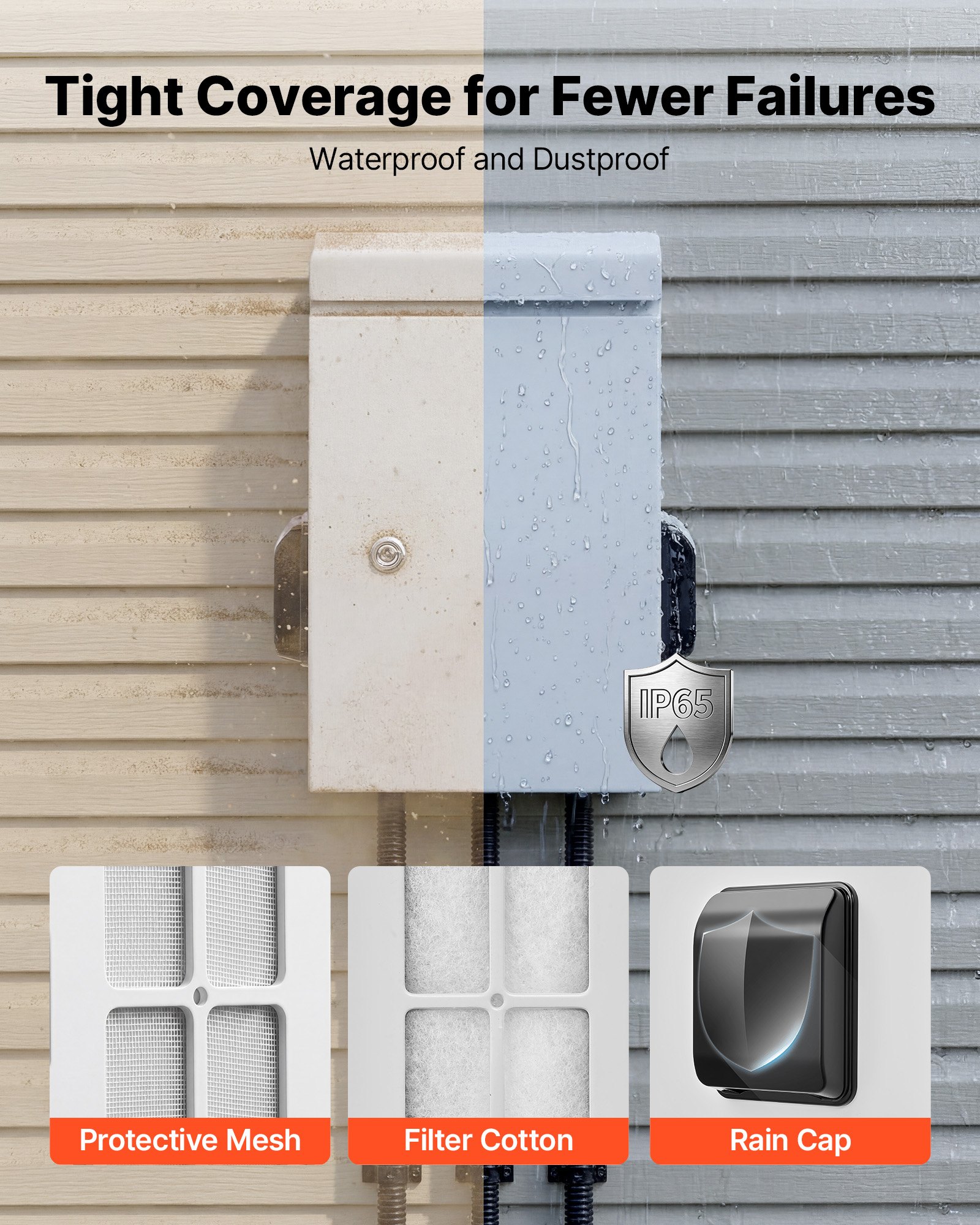 VEVOR Caja de Distribución Eléctrica de Acero Laminado en Frío, Armario de Distribución Impermeable con Termostato y Ventilador, Placa de Montaje, Carcasa Abatible, Montaje en Pared, 25 x 20 x 40 mm