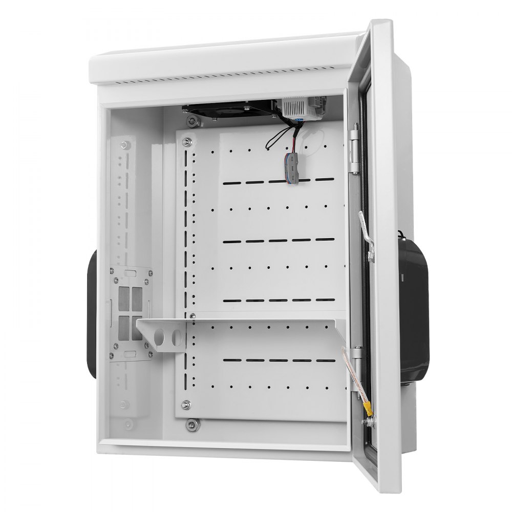 VEVOR Caja de Distribución Eléctrica de Acero Laminado en Frío, Armario de Distribución Impermeable con Termostato y Ventilador, Placa de Montaje, Carcasa Abatible, Montaje en Pared, 40 x 20 x 50 cm