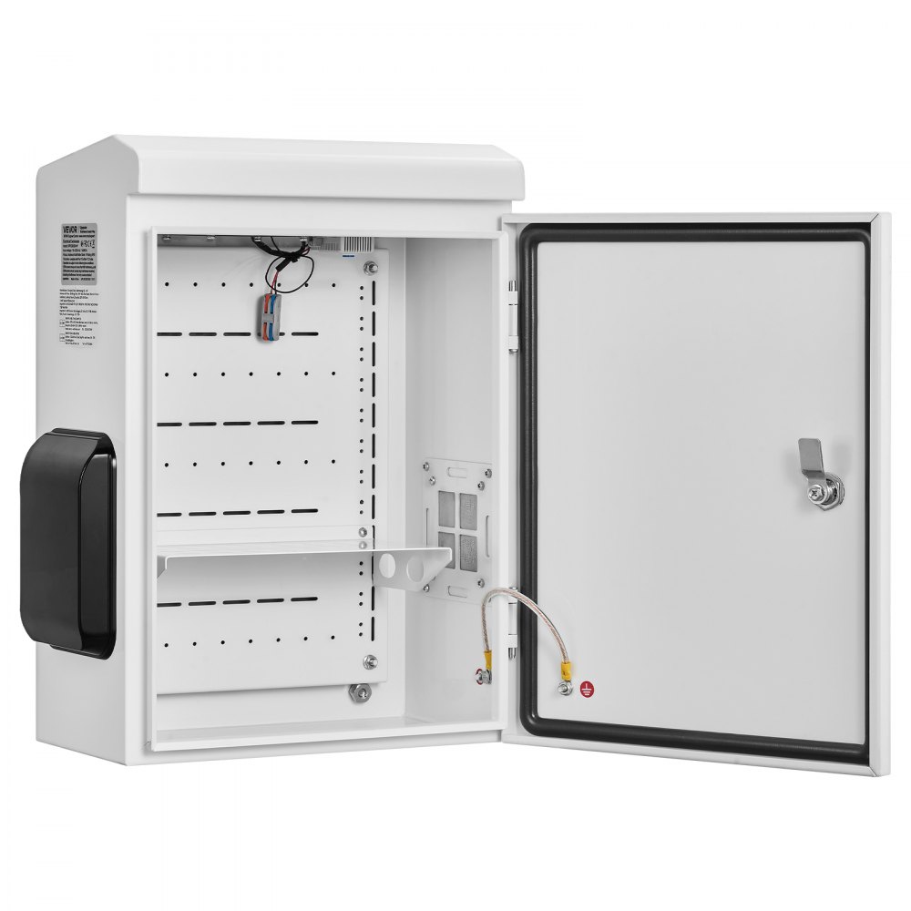 VEVOR Caja de Distribución Eléctrica de Acero Laminado en Frío, Armario de Distribución Impermeable con Termostato y Ventilador, Placa de Montaje, Carcasa Abatible, Montaje en Pared, 40 x 20 x 50 cm
