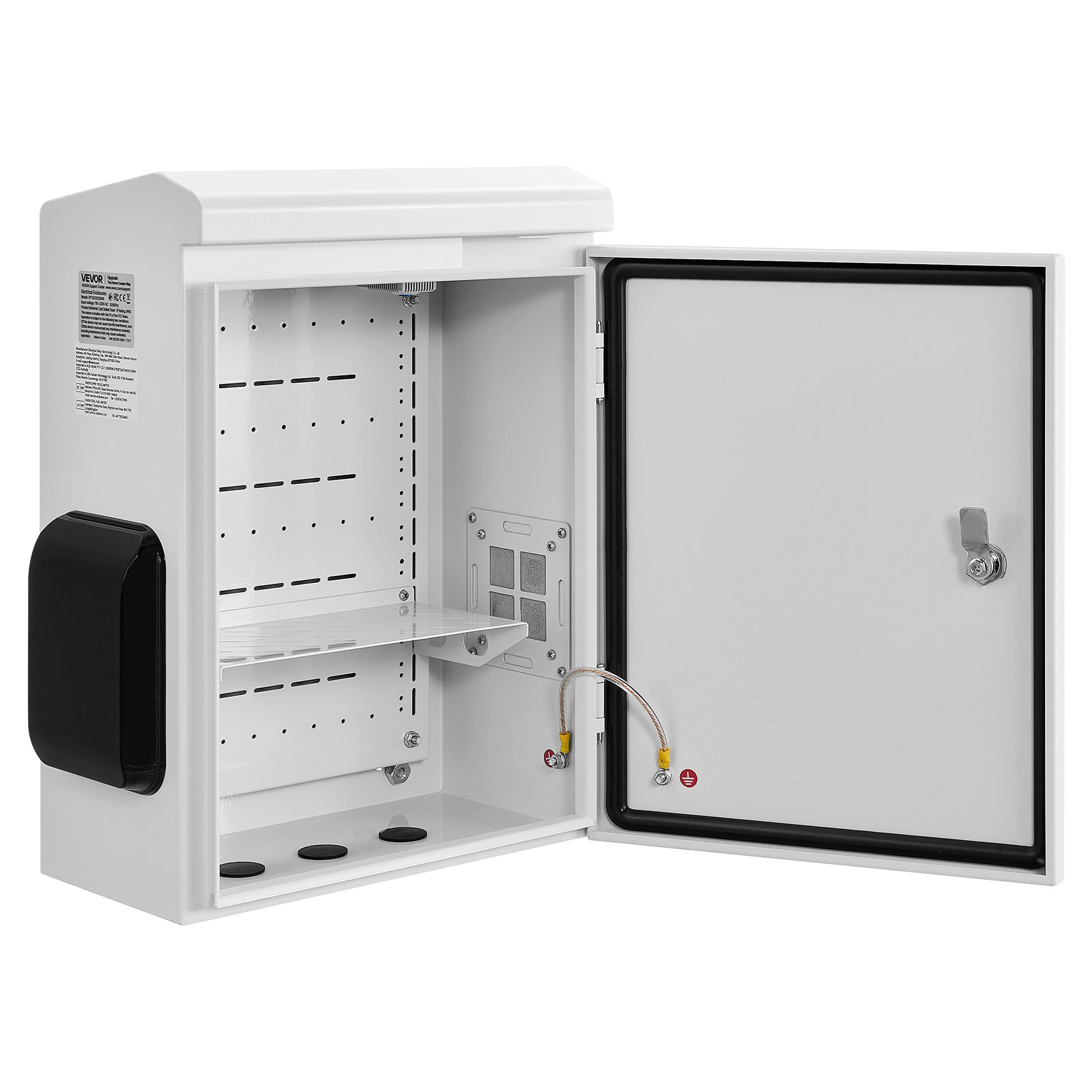 VEVOR Caja de Distribución Eléctrica de Acero Laminado en Frío, Armario de Distribución Impermeable con Termostato y Ventilador, Placa de Montaje, Carcasa Abatible, Montaje en Pared, 40 x 20 x 50 cm