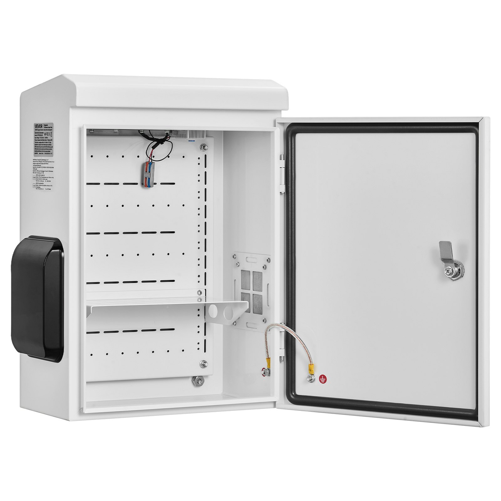 VEVOR Caja de Distribución Eléctrica de Acero Laminado en Frío, Armario de Distribución Impermeable con Termostato y Ventilador, Placa de Montaje, Carcasa Abatible, Montaje en Pared, 40 x 20 x 50 cm