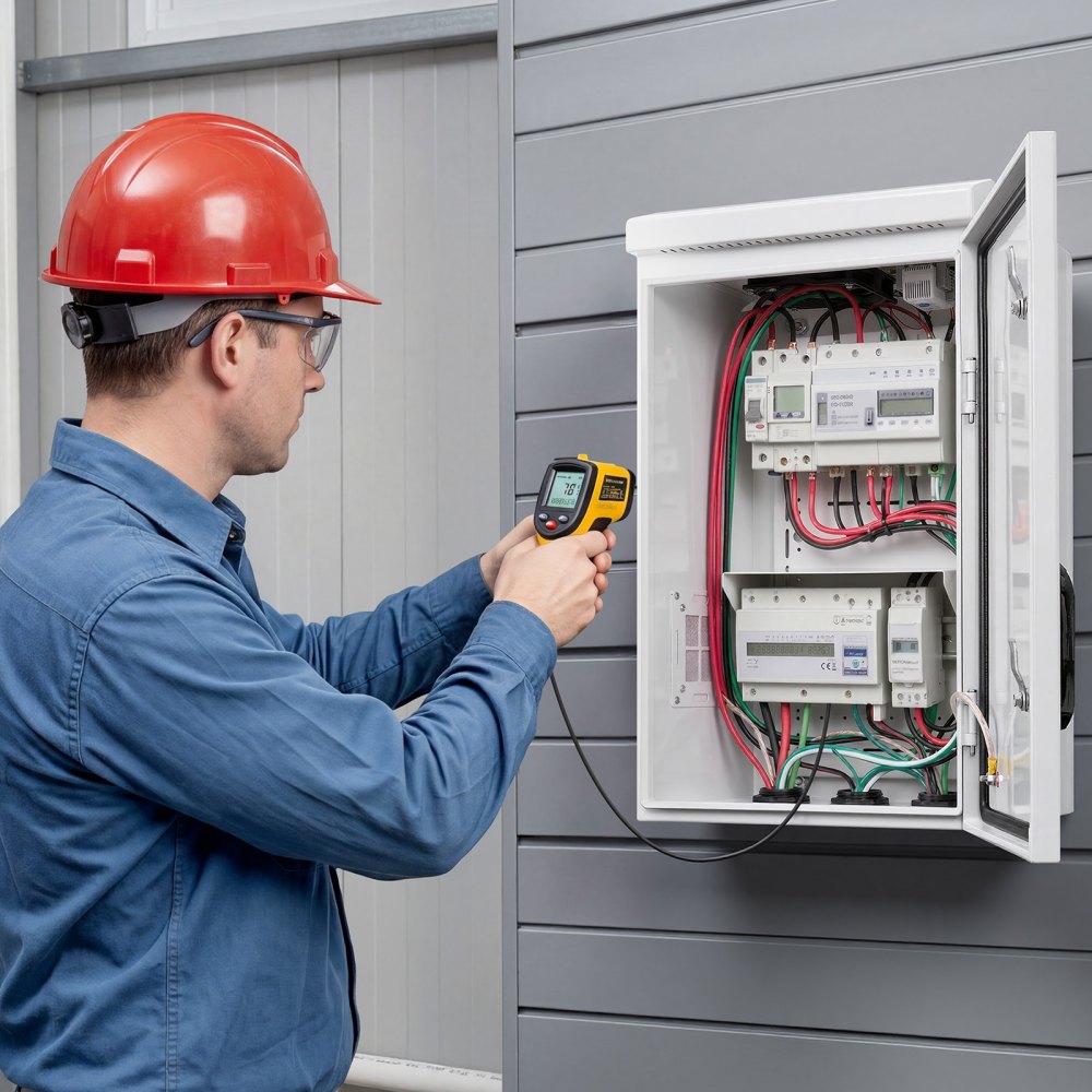 VEVOR Caja de Distribución Eléctrica de Acero Laminado en Frío, Armario de Distribución Impermeable con Termostato y Ventilador, Placa de Montaje, Carcasa Abatible, Montaje en Pared, 40 x 30 x 60 cm