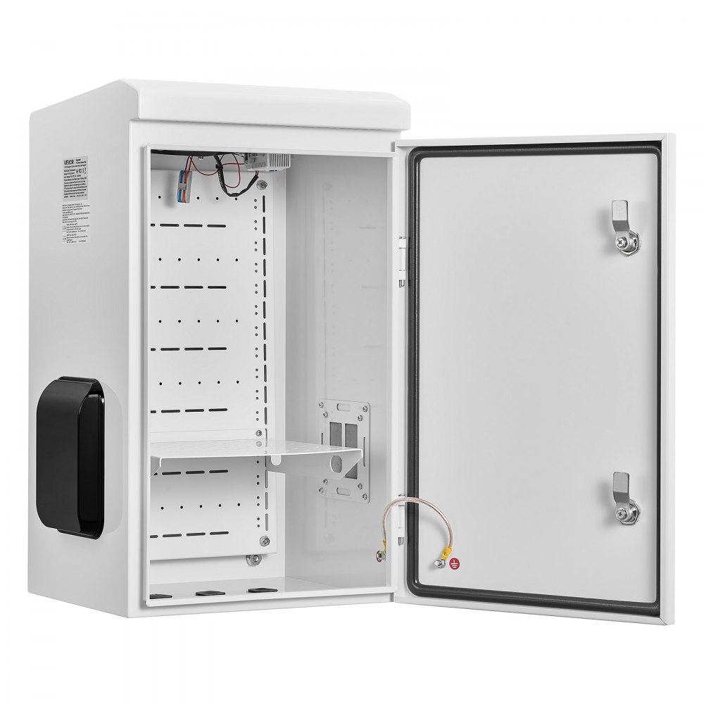 VEVOR Caja de Distribución Eléctrica de Acero Laminado en Frío, Armario de Distribución Impermeable con Termostato y Ventilador, Placa de Montaje, Carcasa Abatible, Montaje en Pared, 40 x 30 x 60 cm