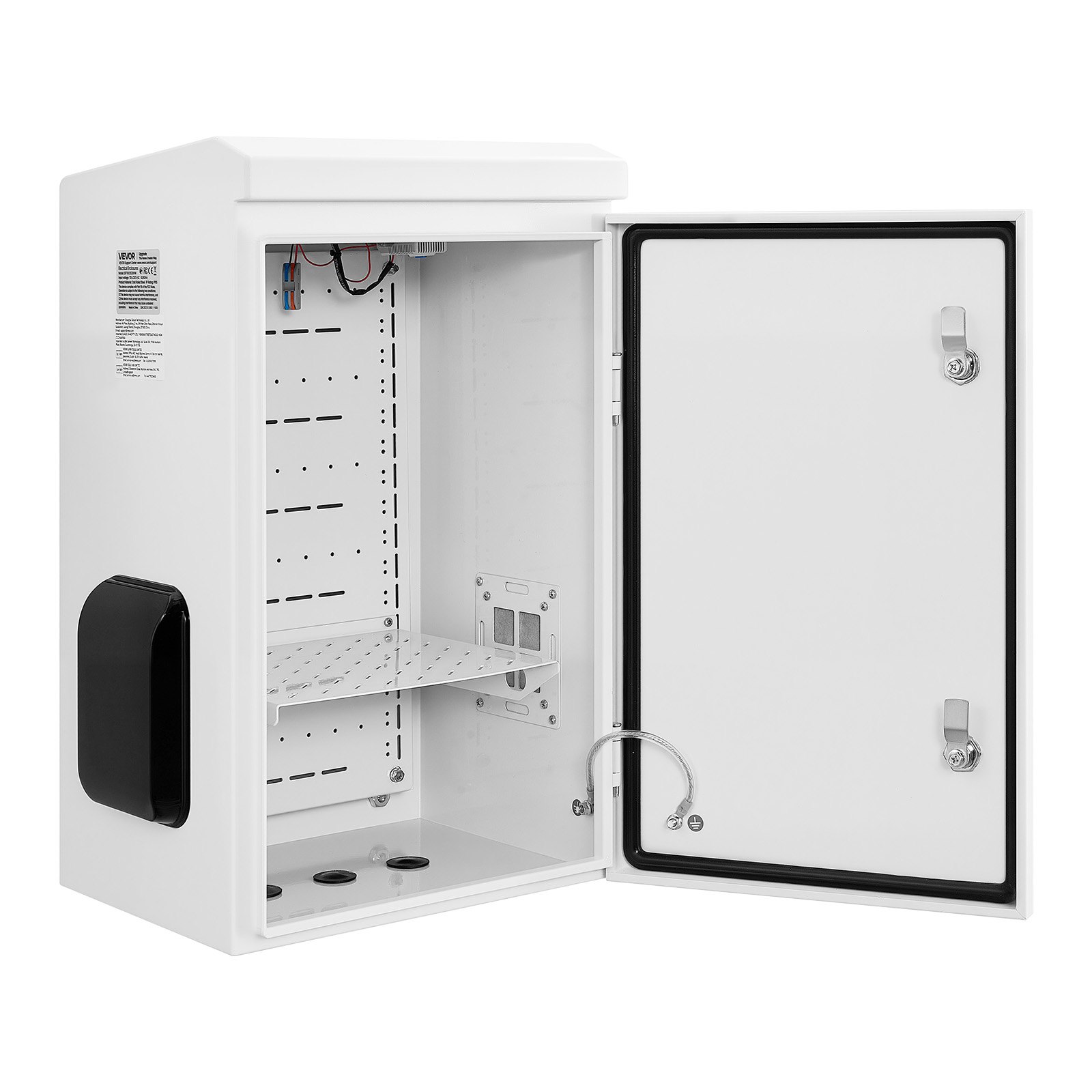 VEVOR Caja de Distribución Eléctrica de Acero Laminado en Frío, Armario de Distribución Impermeable con Termostato y Ventilador, Placa de Montaje, Carcasa Abatible, Montaje en Pared, 40 x 30 x 60 cm
