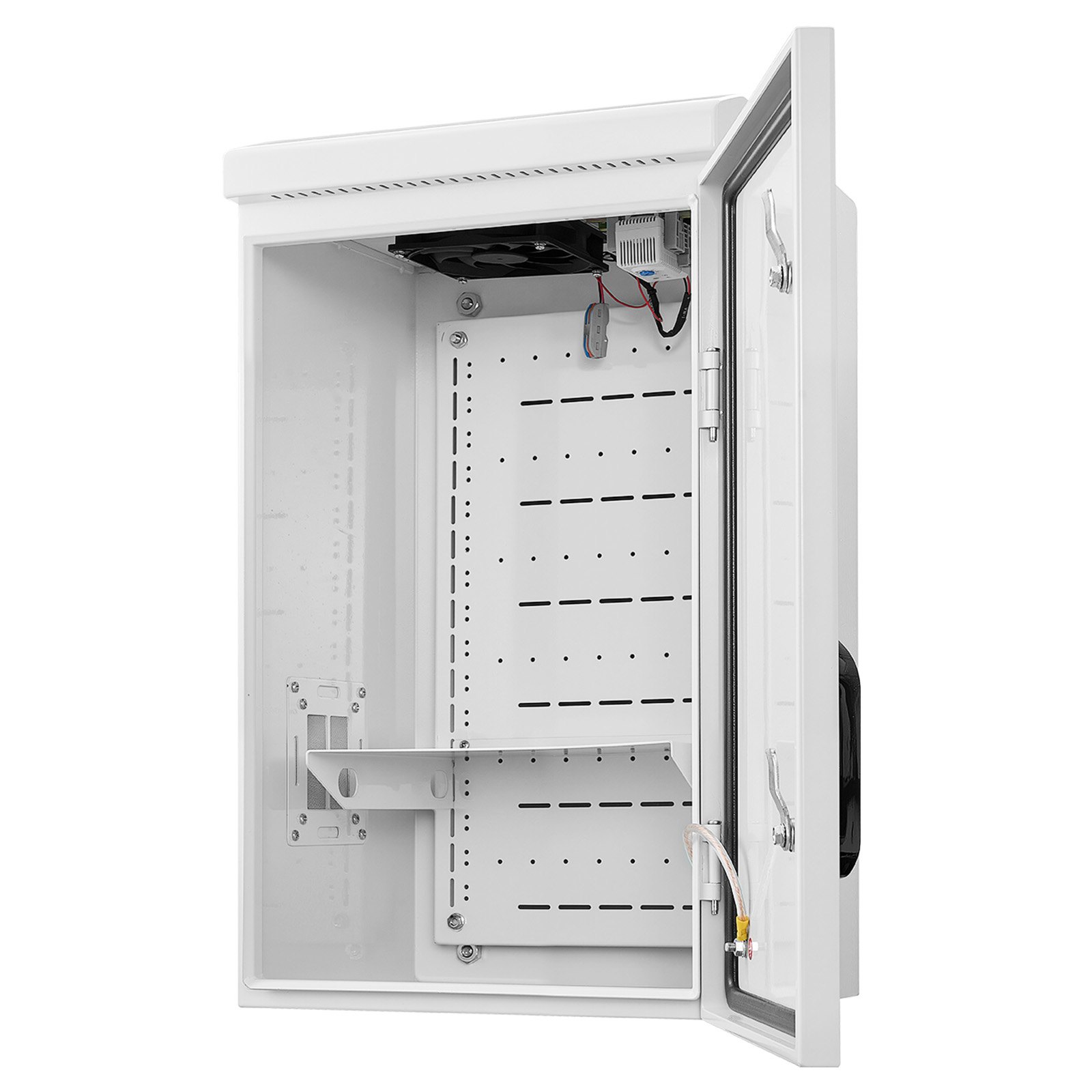 VEVOR Caja de Distribución Eléctrica de Acero Laminado en Frío, Armario de Distribución Impermeable con Termostato y Ventilador, Placa de Montaje, Carcasa Abatible, Montaje en Pared, 40 x 30 x 60 cm