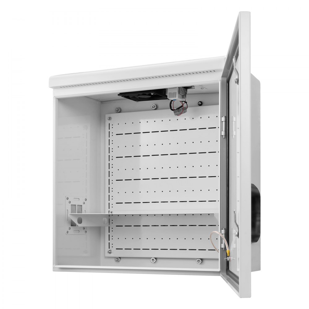 VEVOR Caja de Distribución Eléctrica de Acero Laminado en Frío, Armario de Distribución Impermeable con Termostato y Ventilador, Placa de Montaje, Carcasa Abatible, Montaje en Pared, 60 x 30 x 60 cm