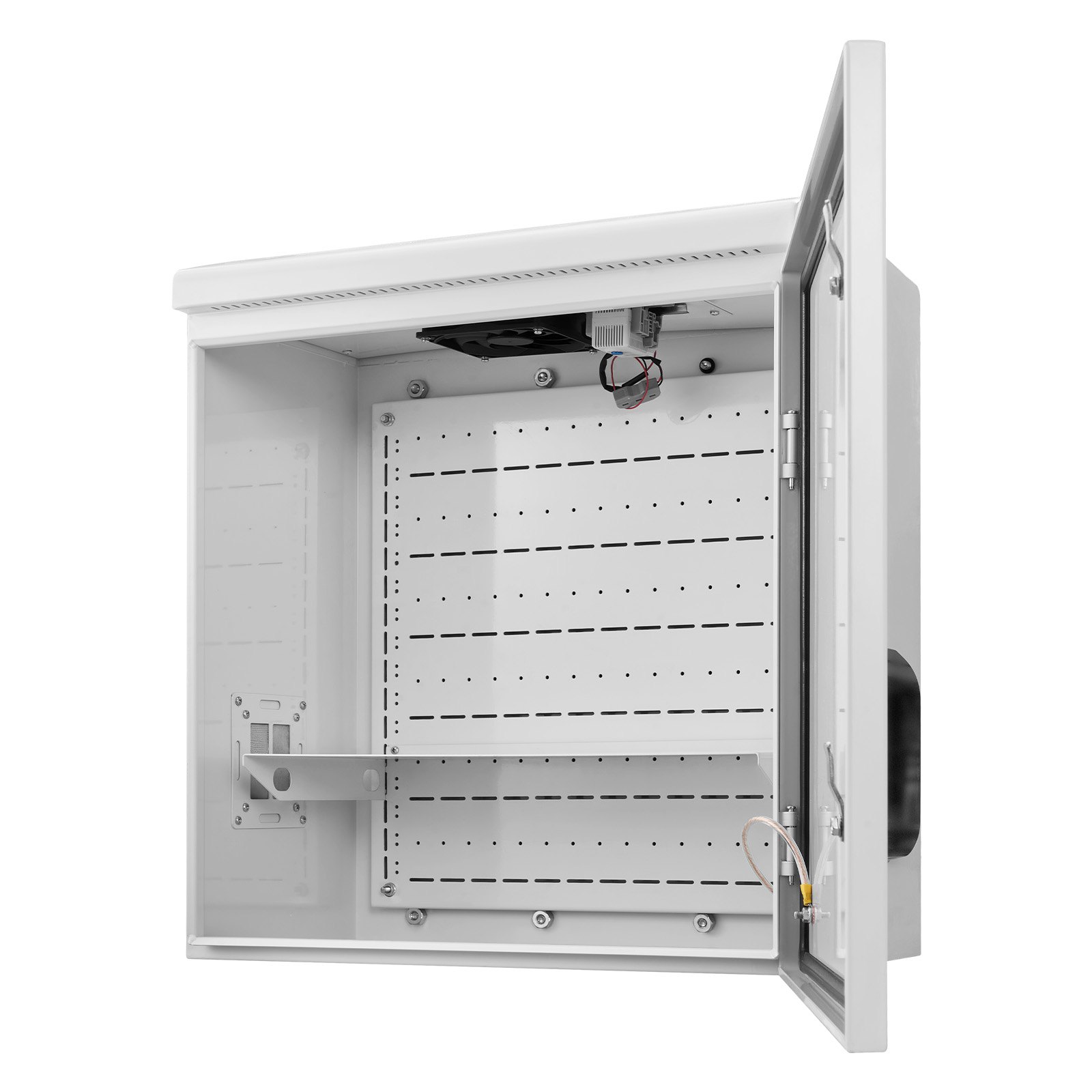 VEVOR Caja de Distribución Eléctrica de Acero Laminado en Frío, Armario de Distribución Impermeable con Termostato y Ventilador, Placa de Montaje, Carcasa Abatible, Montaje en Pared, 60 x 30 x 60 cm