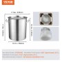 VEVOR Olla para Sopa 39,7 L Olla con Tapa y Asa Diámetro de 35 cm Alto de 41 cm Olla Grande de Acero Inoxidable 18/8 con Asa y Tapa, Llama Abierta e Inducción para Eventos Comerciales, Restaurantes