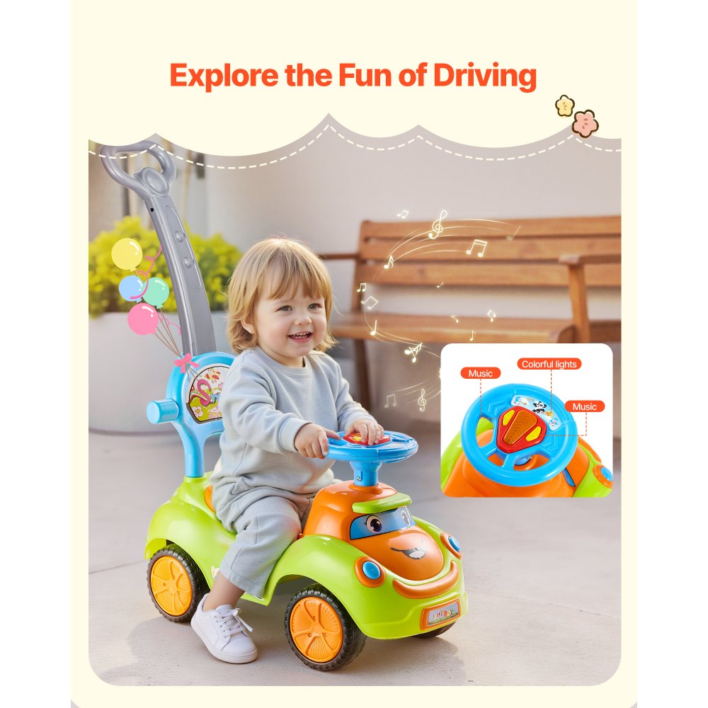 VEVOR Coche de Empuje para Montar, Andador de 830 x 420 x 880 mm con Barandilla, Asa y Espacio de Almacenamiento Bajo el Asiento, Capacidad de Carga de 25 kg, para Niños de 19 a 36 Meses