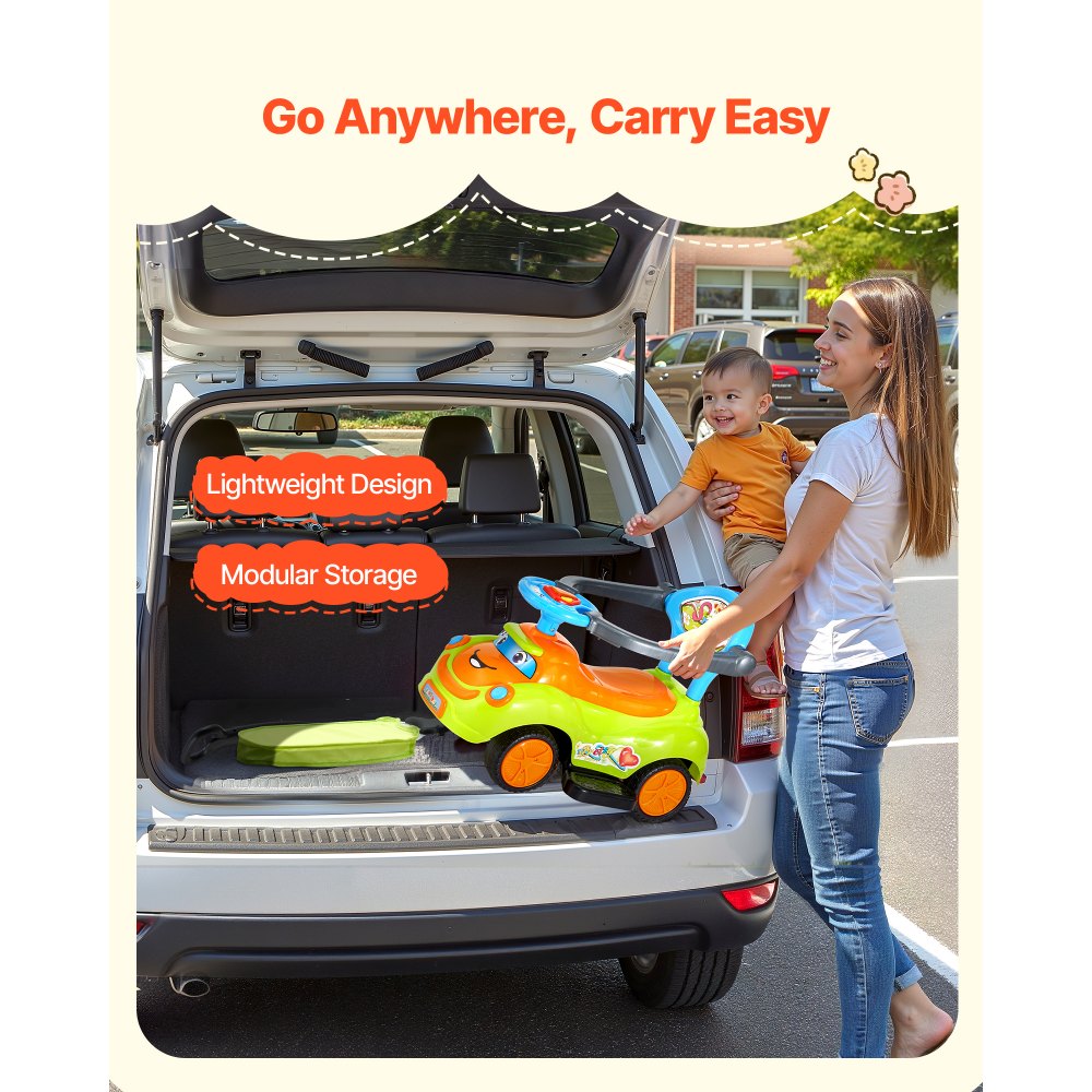 VEVOR Coche de Empuje para Montar, Andador de 830 x 420 x 880 mm con Barandilla, Asa y Espacio de Almacenamiento Bajo el Asiento, Capacidad de Carga de 25 kg, para Niños de 19 a 36 Meses