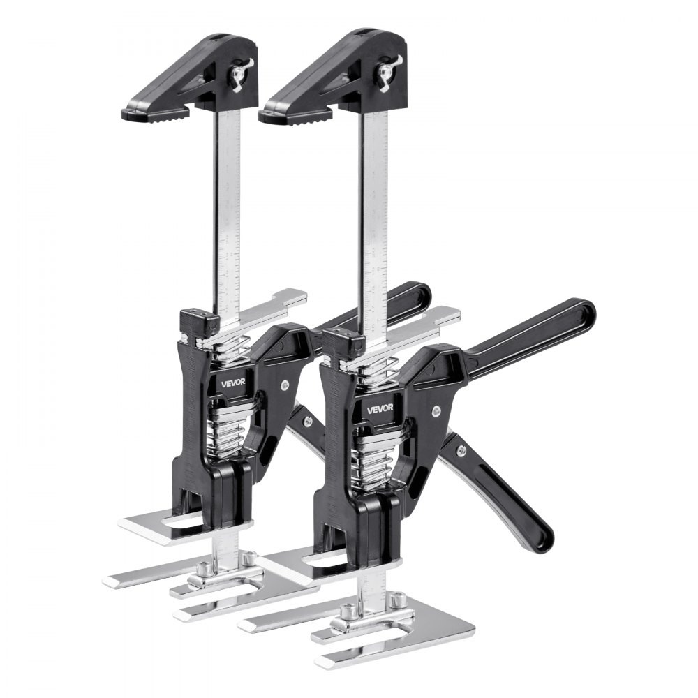 VEVOR Brazo Ahorrador de Trabajo 2 Piezas Carga de 150 kg Elevación hasta 180 mm Levantador Manual de Placas de Metal Estable con Nivel Magnético para Puertas, Ventanas, Muebles, Carpintería, Negro