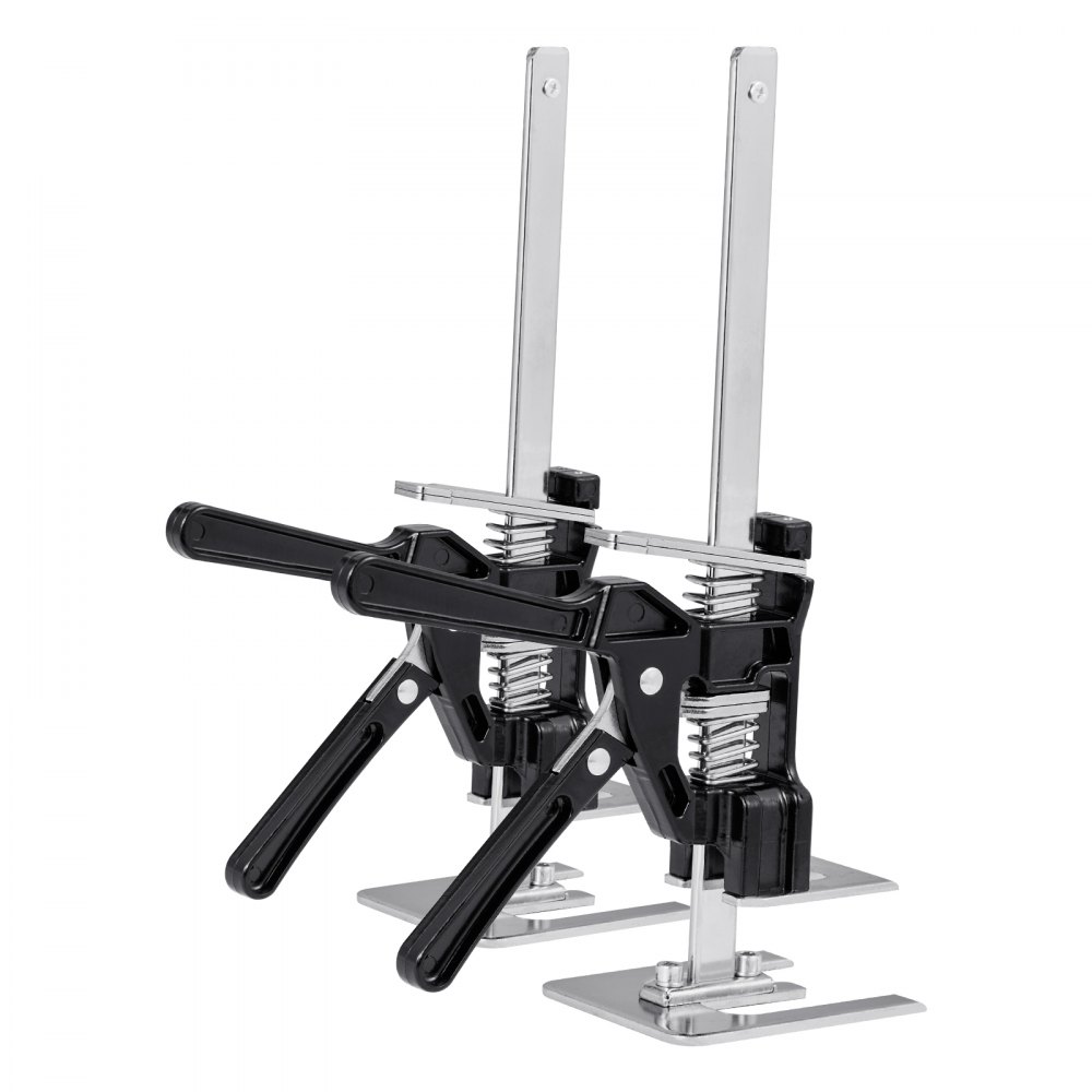 VEVOR Brazo Ahorrador de Trabajo 2 Piezas Carga de 150 kg Elevación hasta 180 mm Levantador Manual de Placas de Metal Estable con Nivel Magnético para Puertas, Ventanas, Muebles, Carpintería, Negro