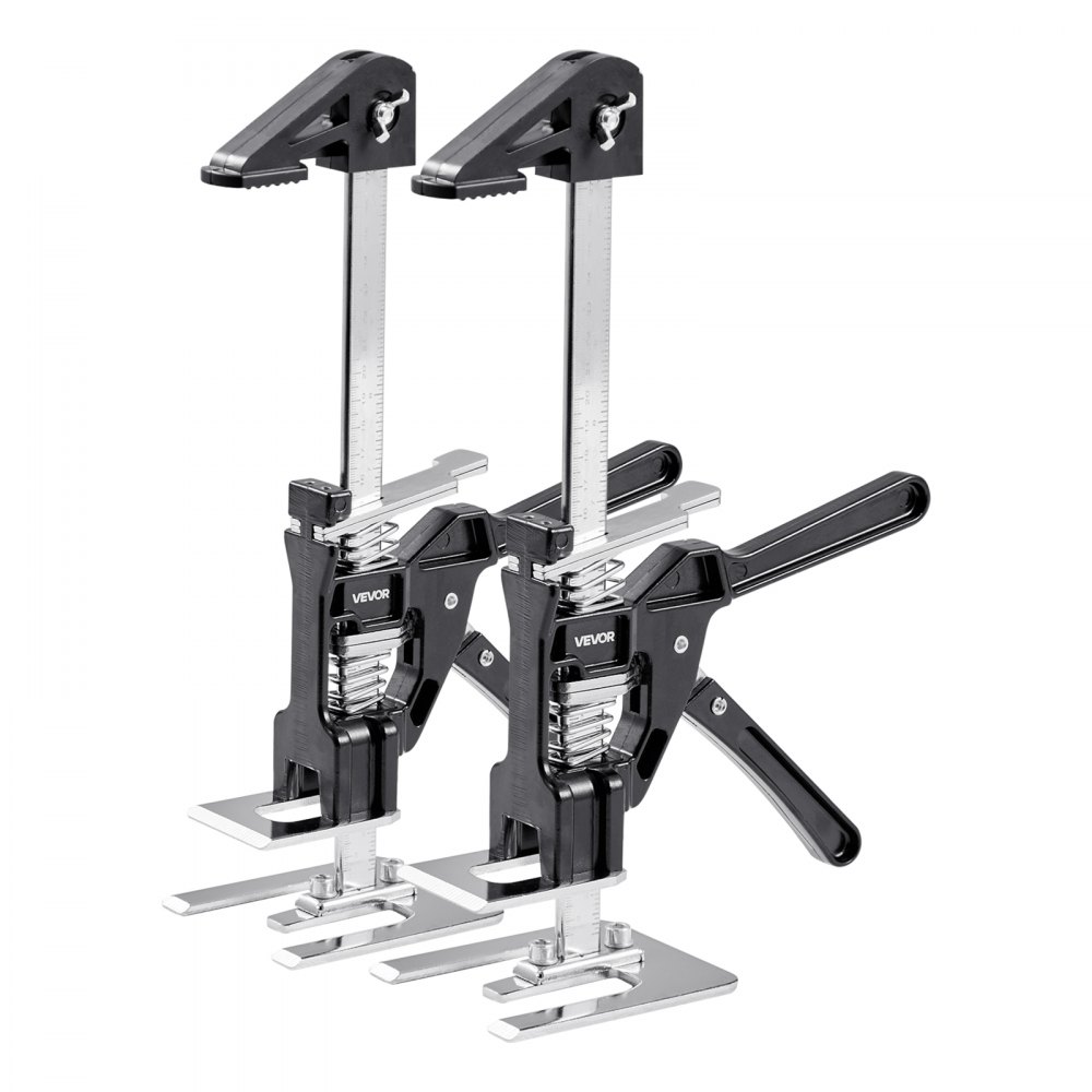VEVOR Brazo Ahorrador de Trabajo 2 Piezas Carga de 150 kg Elevación hasta 180 mm Levantador Manual de Placas de Metal Estable con Nivel Magnético para Puertas, Ventanas, Muebles, Carpintería, Negro
