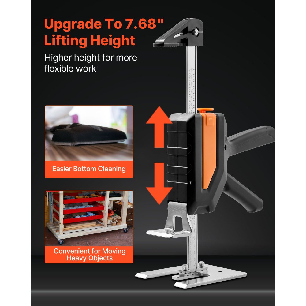 VEVOR Brazo Ahorrador de Trabajo 2 Piezas Carga de 200 kg Elevación hasta 195 mm Levantador Manual de Placas de Metal con Nivel Magnético 2 Modos de Ajuste para Puertas, Ventanas, Muebles, Negro