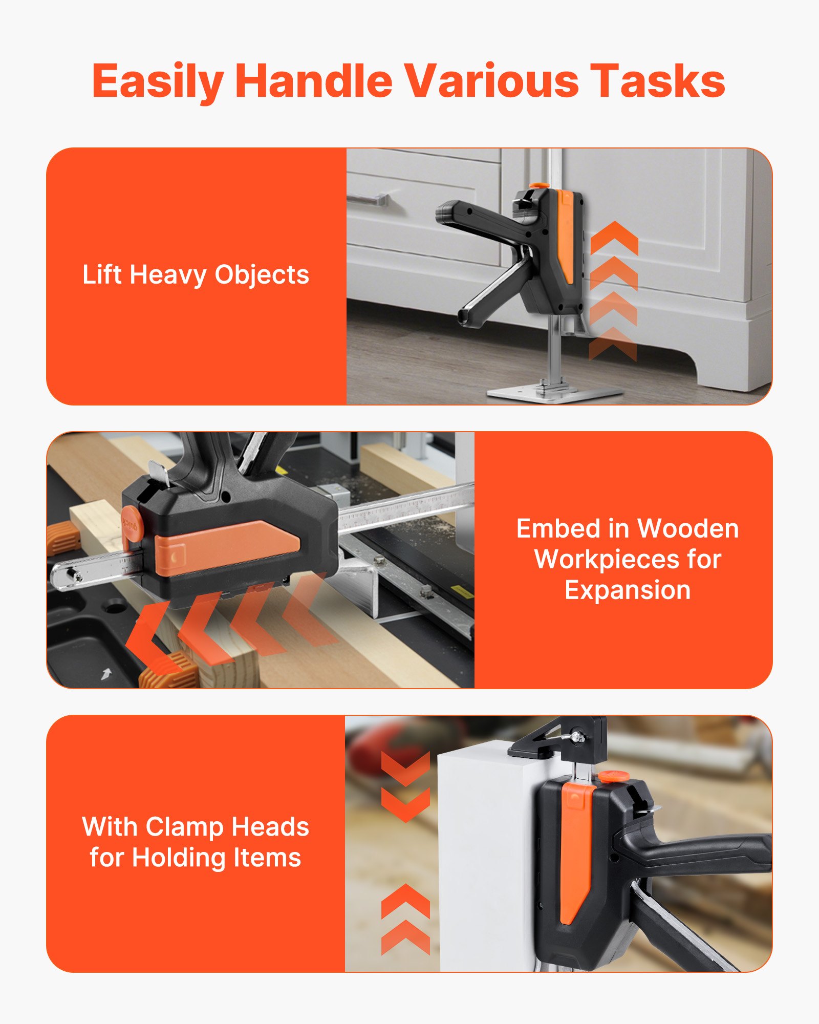 VEVOR Labor Saving Arm Jack, 2 PCS 200 kg Bearing Capacity, Lifting up to 195 mm, Metal Hand Lifting Jack Tool with Magnetic Level, 2 Adjustment Modes, for Door, Window, Furniture, Woodworking, Black