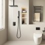 VEVOR Shower Faucet Set, Rainfall Bathroom Shower System with 12-Inch (30.5cm) Square Rain Shower Head and Handheld Spray, Ceiling Mount Bath Fixtures with Brass Valve and Trim Kit, Matte Black