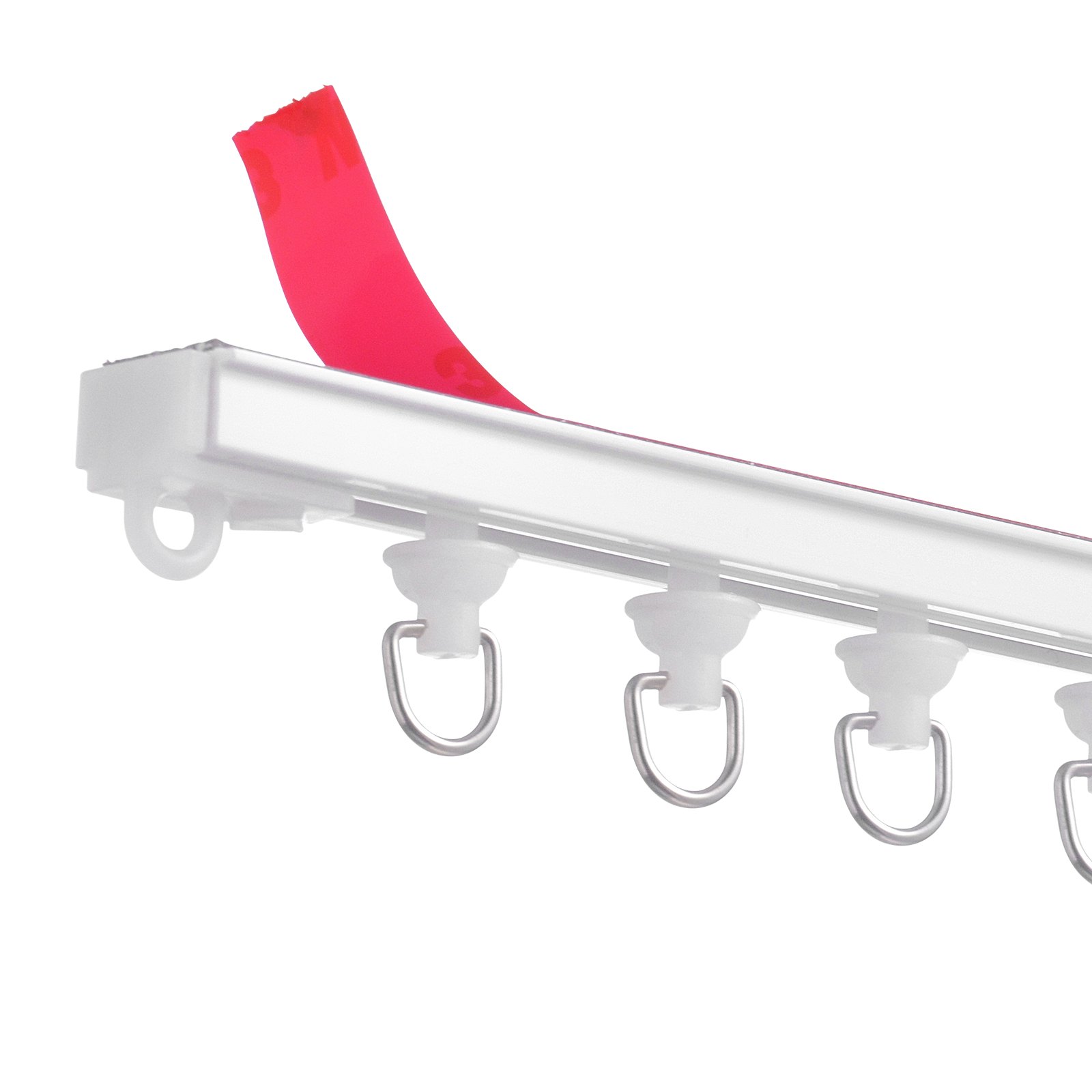 VEVOR Riel para Cortina de Techo de 3 m Sistema de Riel de Techo Autoadhesivos para Cortinas con Ganchos y Herrajes, Rieles para Cortinas Montados en el Techo para Sala de Estar, Dormitorio, Blanco