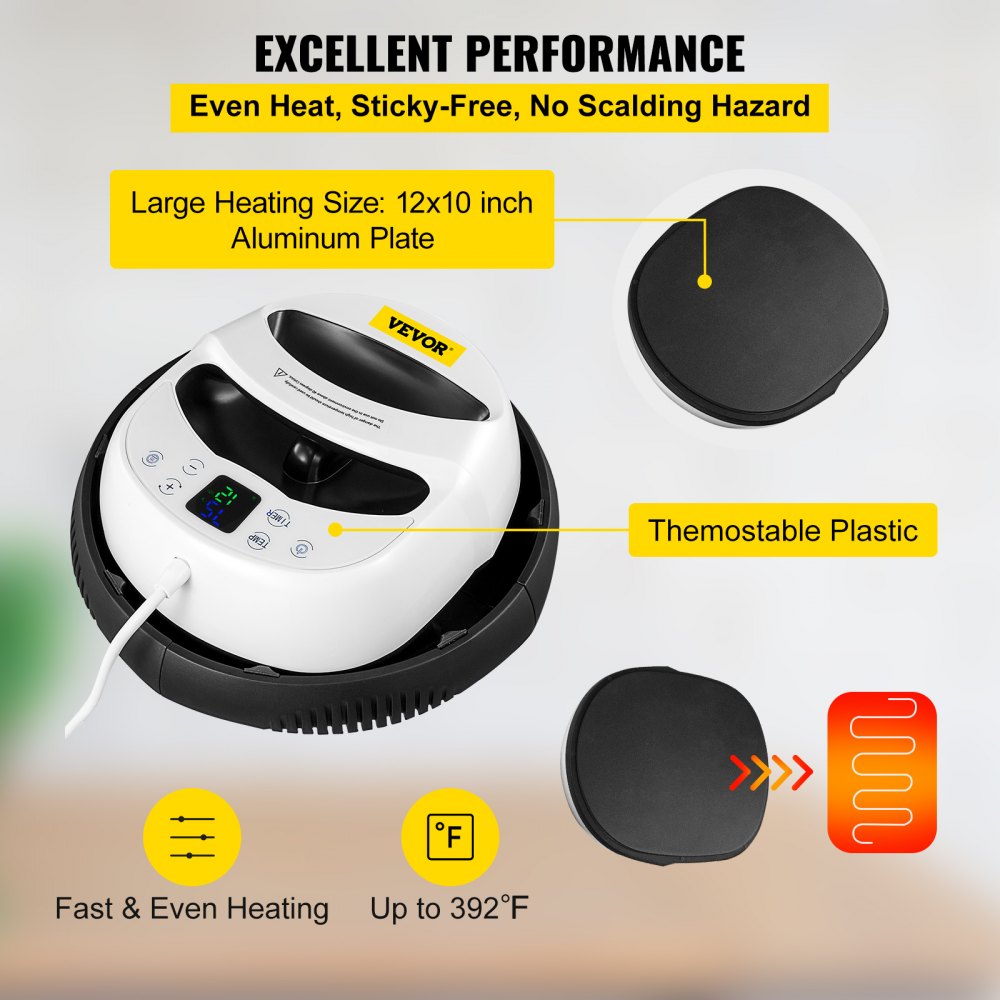 VEVOR Mini Prensa de Calor Portátil para Camisetas  Máquina de Transferencia de Calor 12x10inch (30x 25cm) para Camisetas, algodón, bolsos de metal, alfombrillas