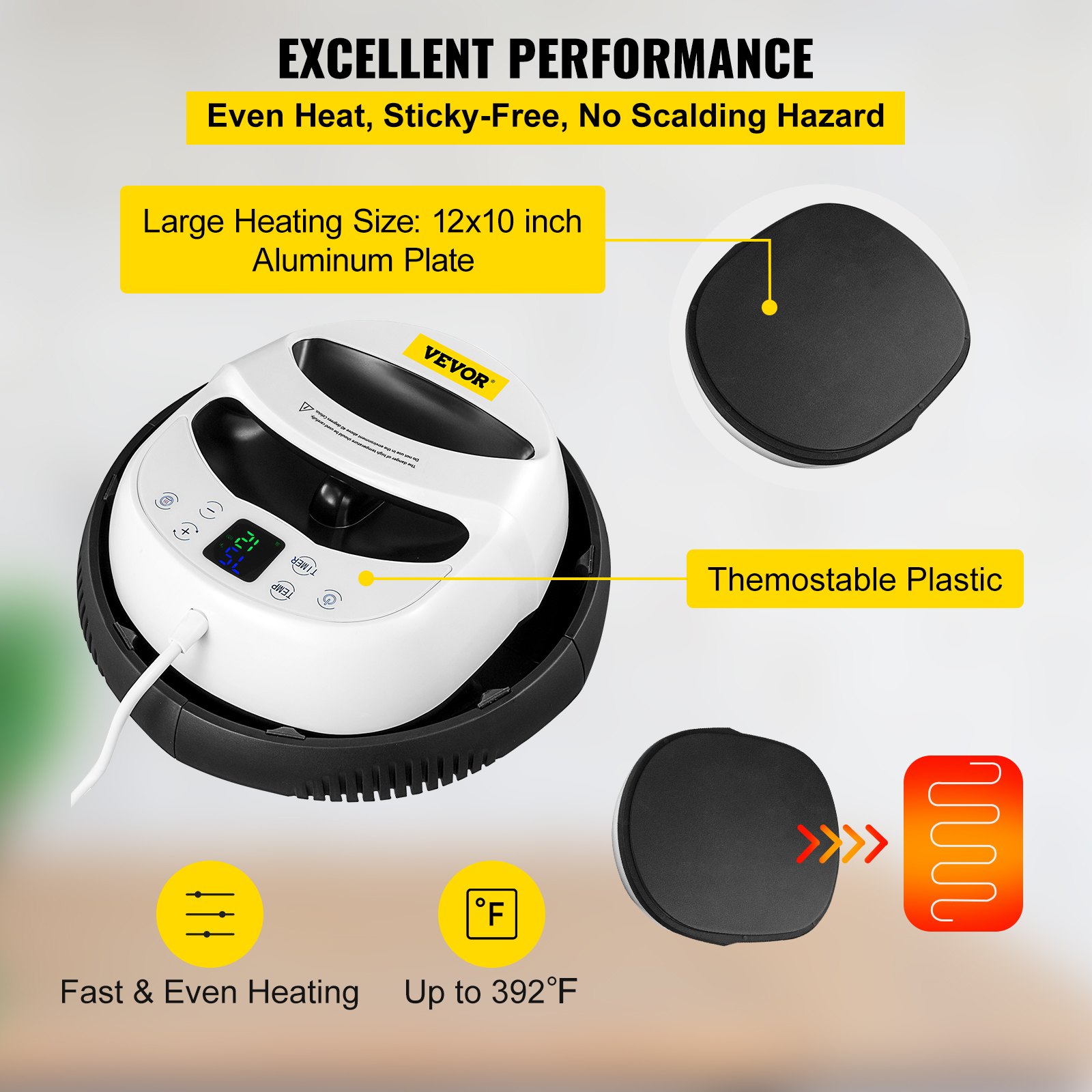 VEVOR Mini Prensa de Calor Portátil para Camisetas  Máquina de Transferencia de Calor 12x10inch (30x 25cm) para Camisetas, algodón, bolsos de metal, alfombrillas