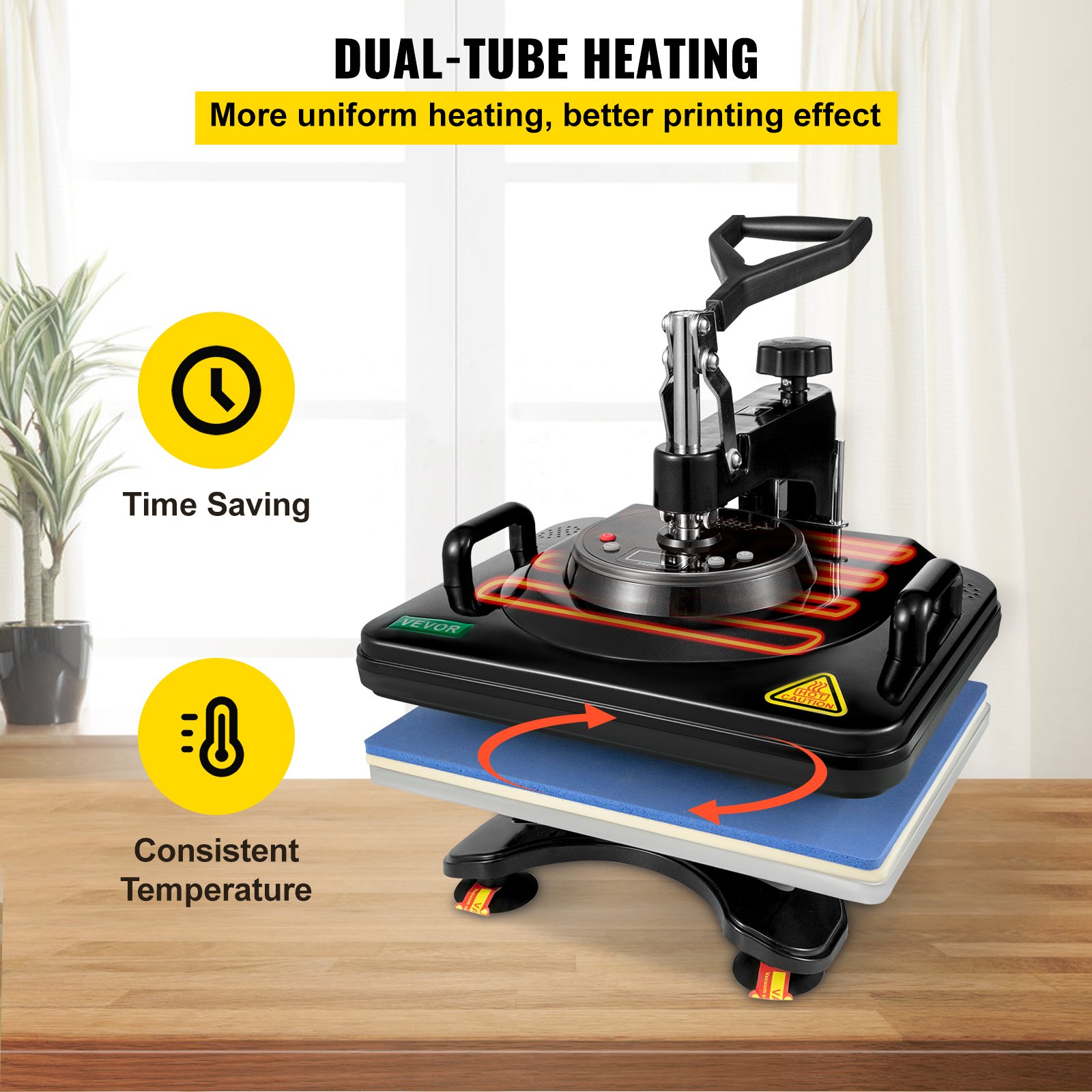 VEVOR Prensa de Calor 5 en 1 Máquina de Prensa de Calor 38X30cm Máquina de Transferencia de Calor Negro para Camiseta Taza y Tapa