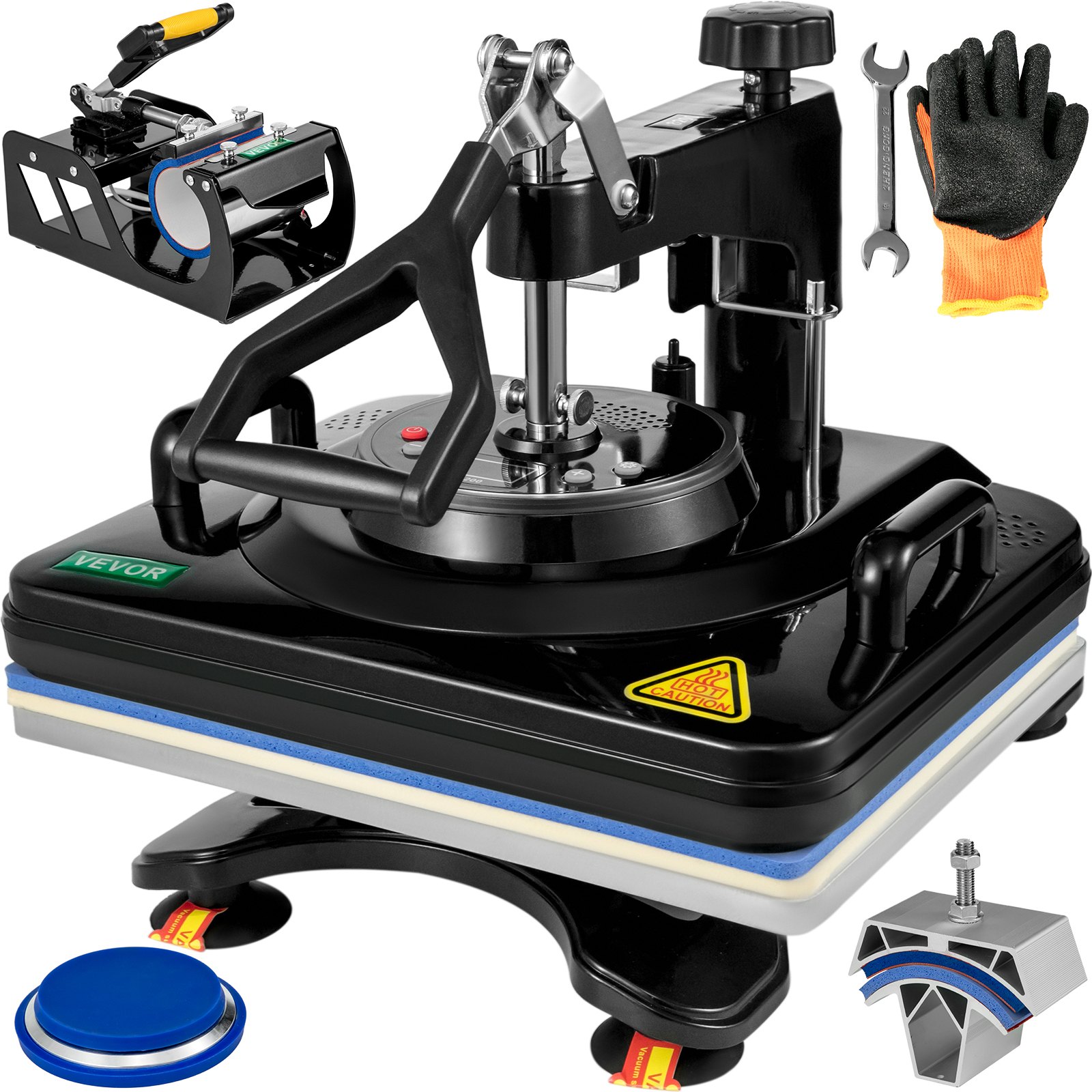 VEVOR Prensa de Calor 5 en 1 Máquina de Prensa de Calor 38X30cm Máquina de Transferencia de Calor Negro para Camiseta Taza y Tapa